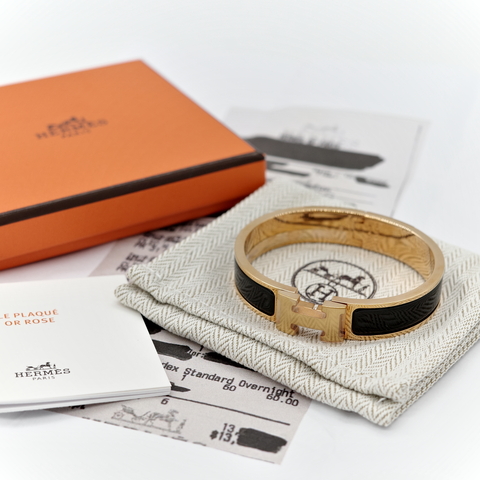 Hermès 愛馬仕 H 釦 黑色 琺瑯 手鐲