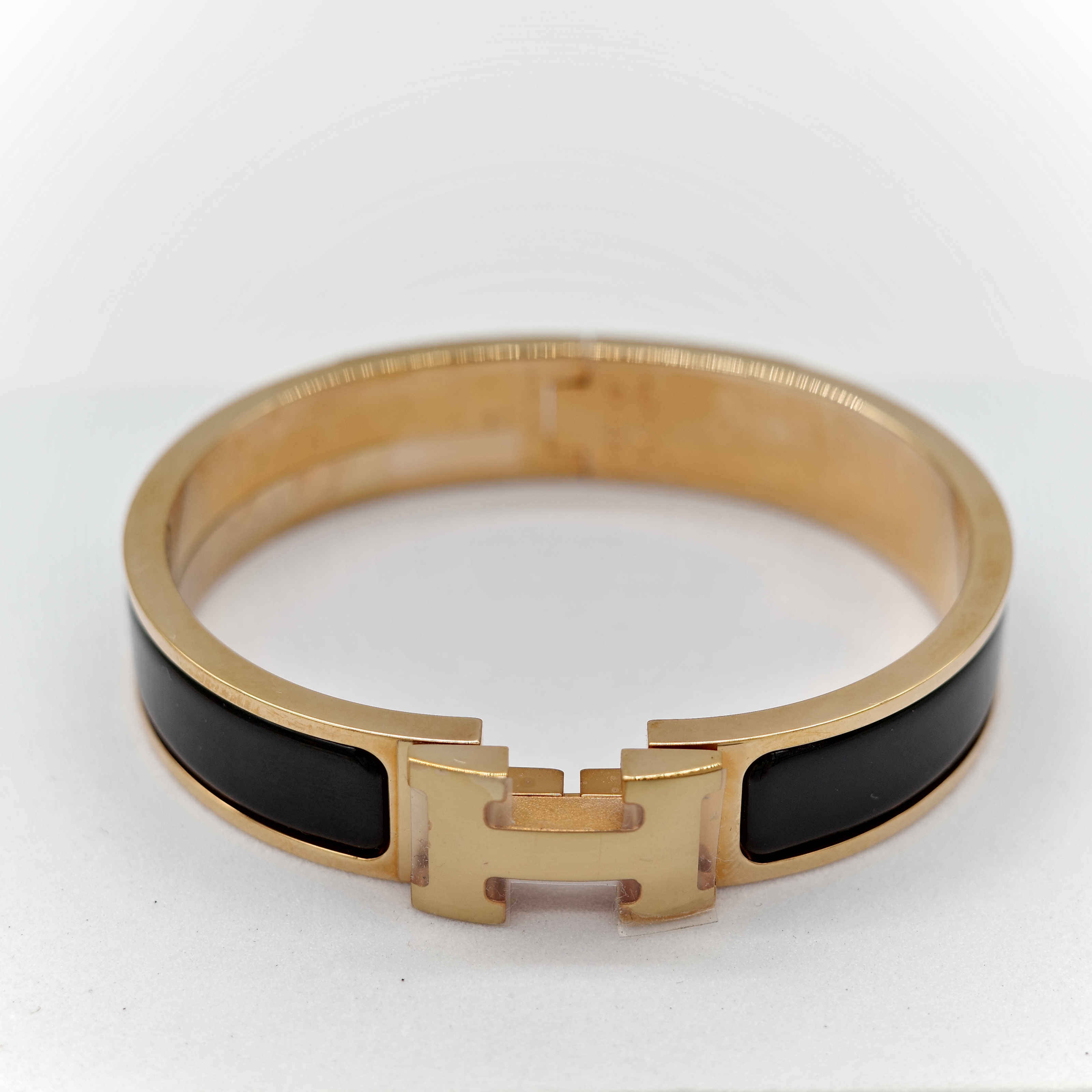 Hermès 愛馬仕 H 釦 黑色 琺瑯 手鐲-1