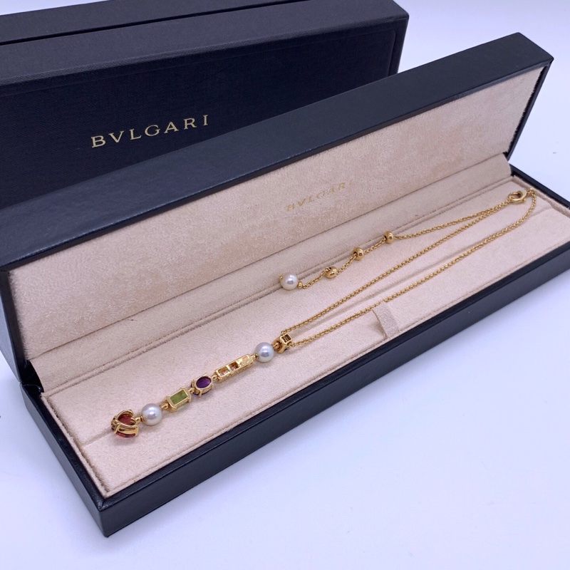 Bvlgari 寶格麗BVLGARI彩寶黃金鑲鑽彩寶項鍊 吊墜長7cm左右 盒子-2