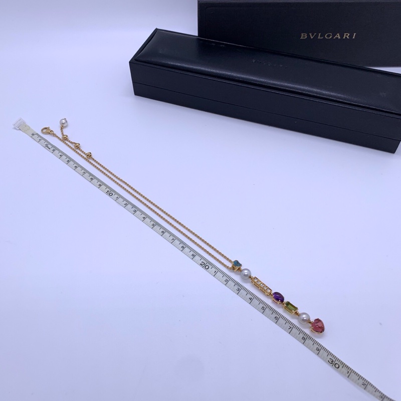 Bvlgari 寶格麗BVLGARI彩寶黃金鑲鑽彩寶項鍊 吊墜長7cm左右 盒子-7
