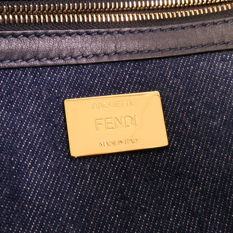 FENDI 牛仔布Baguette Large手挽肩背兩用袋-8