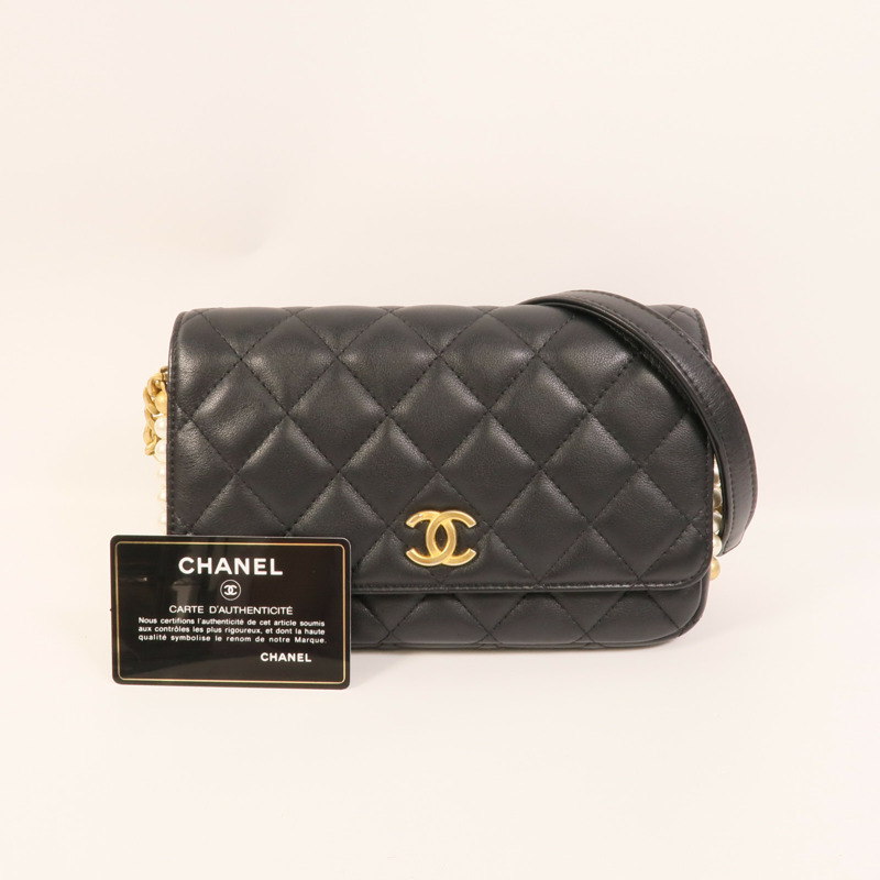 CHANEL 羊皮皮革Pearl Wallet On Chain肩背袋-12