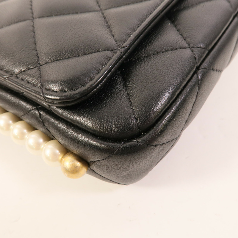 CHANEL 羊皮皮革Pearl Wallet On Chain肩背袋-13