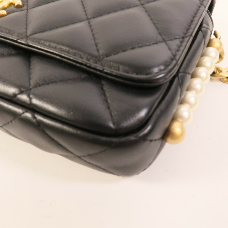 CHANEL 羊皮皮革Pearl Wallet On Chain肩背袋-16