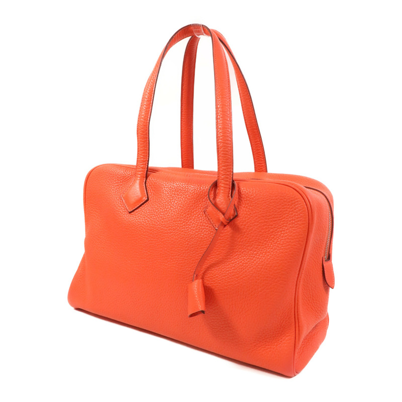 HERMES Clemence皮革Victoria 35手挽袋Rouge Pivoine-2