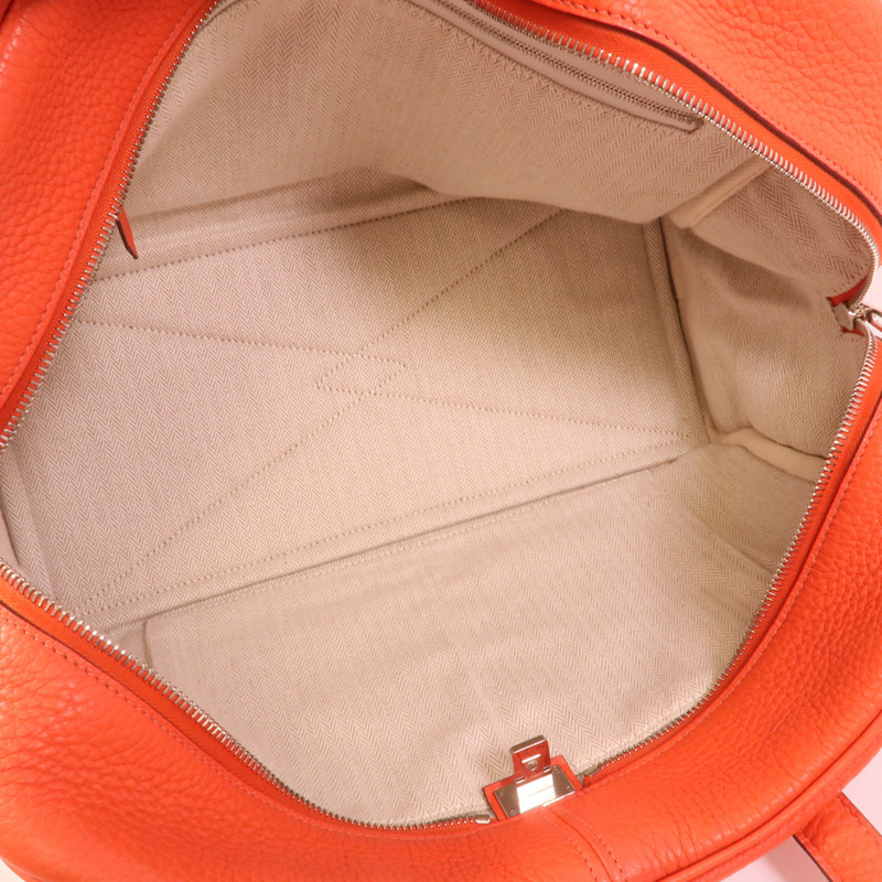 HERMES Clemence皮革Victoria 35手挽袋Rouge Pivoine-4