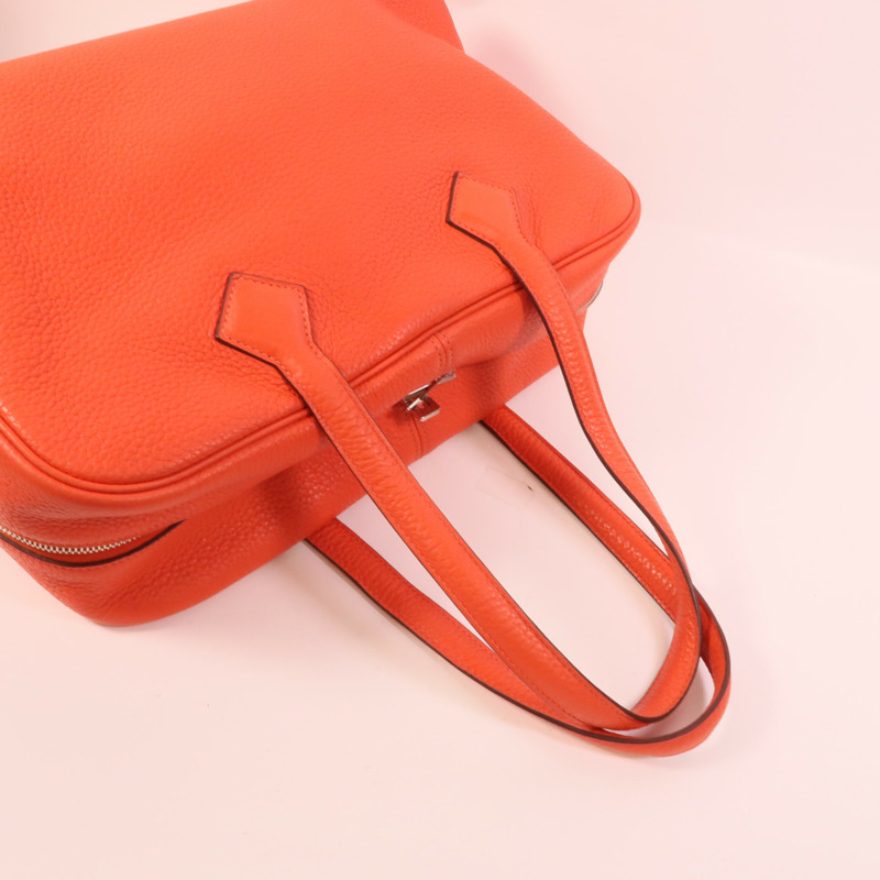 HERMES Clemence皮革Victoria 35手挽袋Rouge Pivoine-5