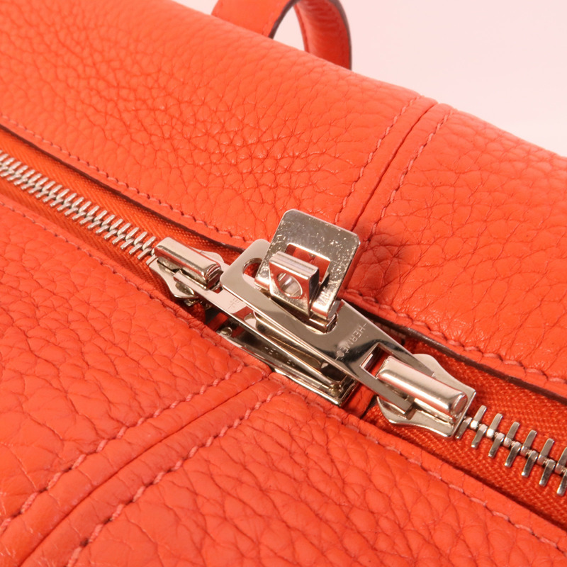 HERMES Clemence皮革Victoria 35手挽袋Rouge Pivoine-7