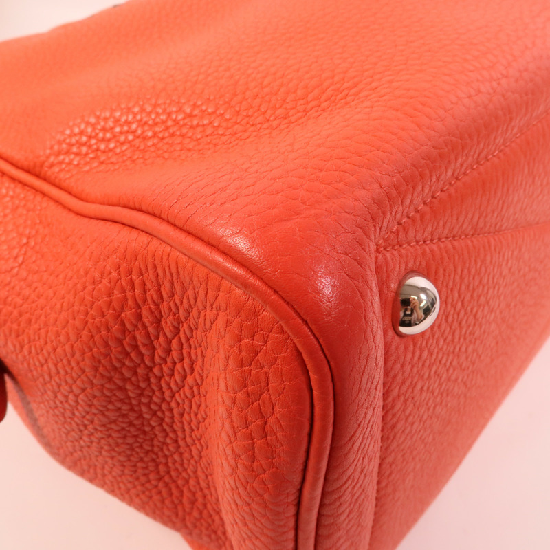 HERMES Clemence皮革Victoria 35手挽袋Rouge Pivoine-10