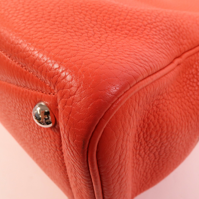 HERMES Clemence皮革Victoria 35手挽袋Rouge Pivoine-11