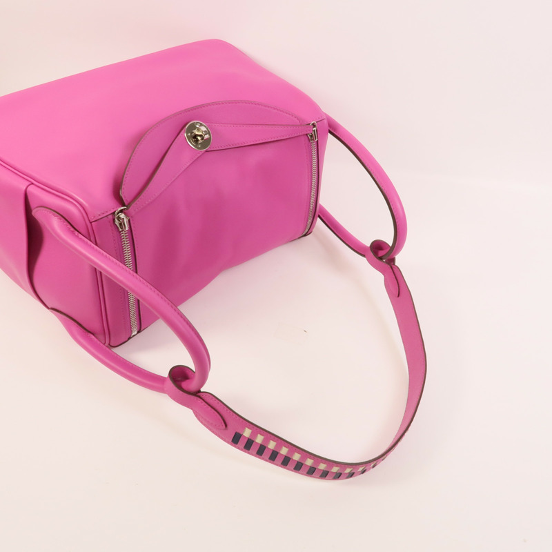 HERMES Swift/Epsom皮革Lindy 30手挽肩背兩用袋Rose Purple-5