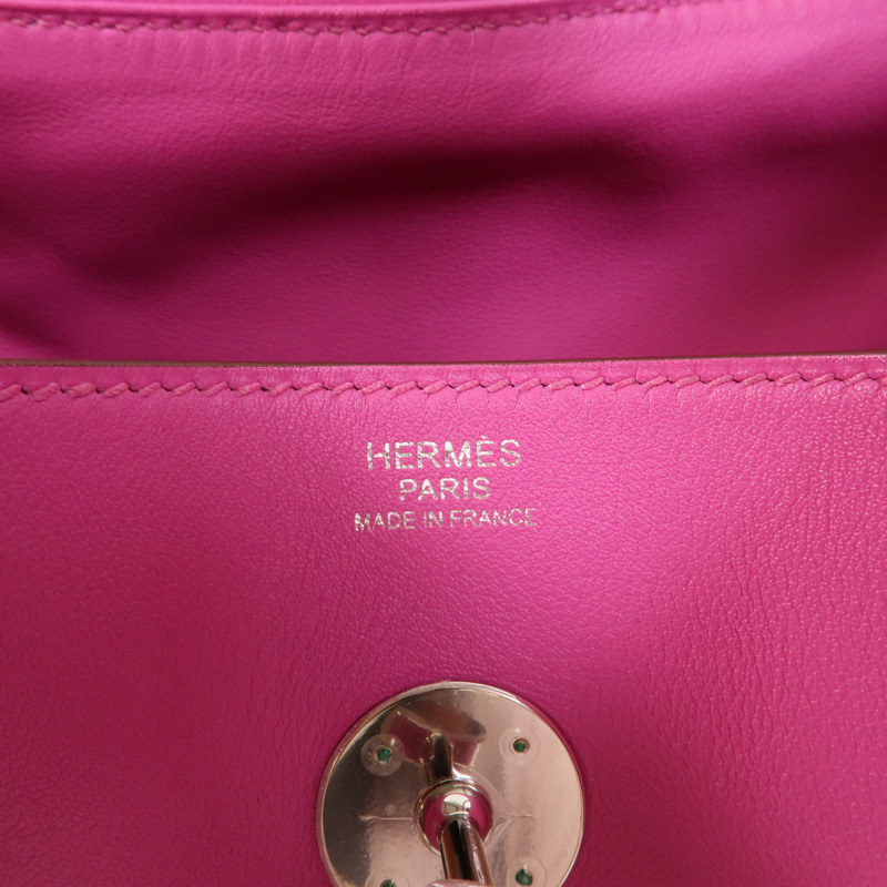 HERMES Swift/Epsom皮革Lindy 30手挽肩背兩用袋Rose Purple-8