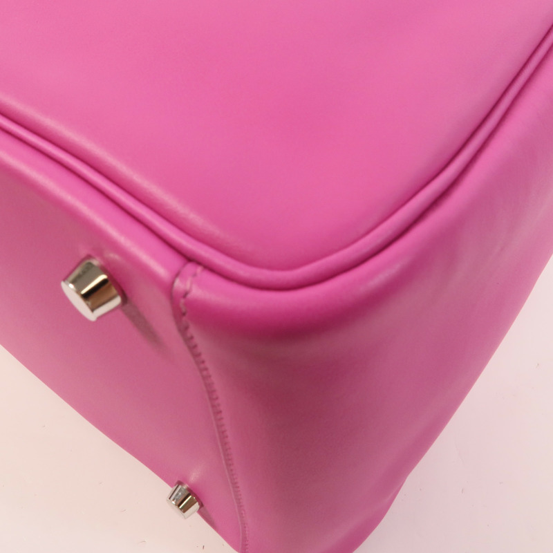 HERMES Swift/Epsom皮革Lindy 30手挽肩背兩用袋Rose Purple-9