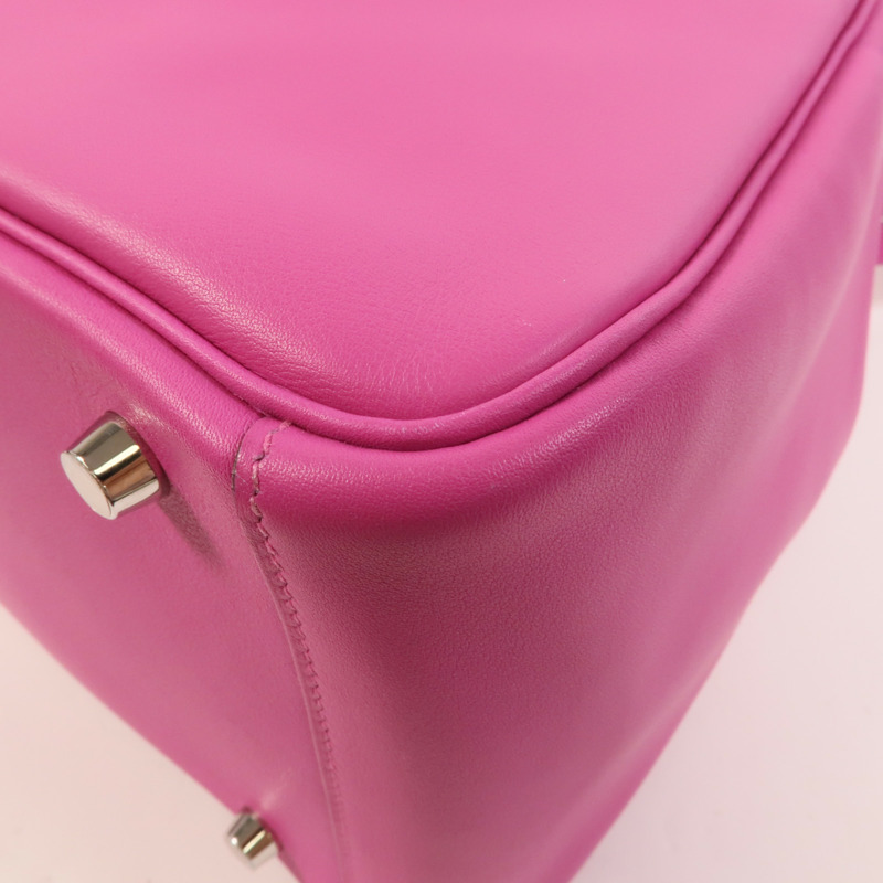 HERMES Swift/Epsom皮革Lindy 30手挽肩背兩用袋Rose Purple-12