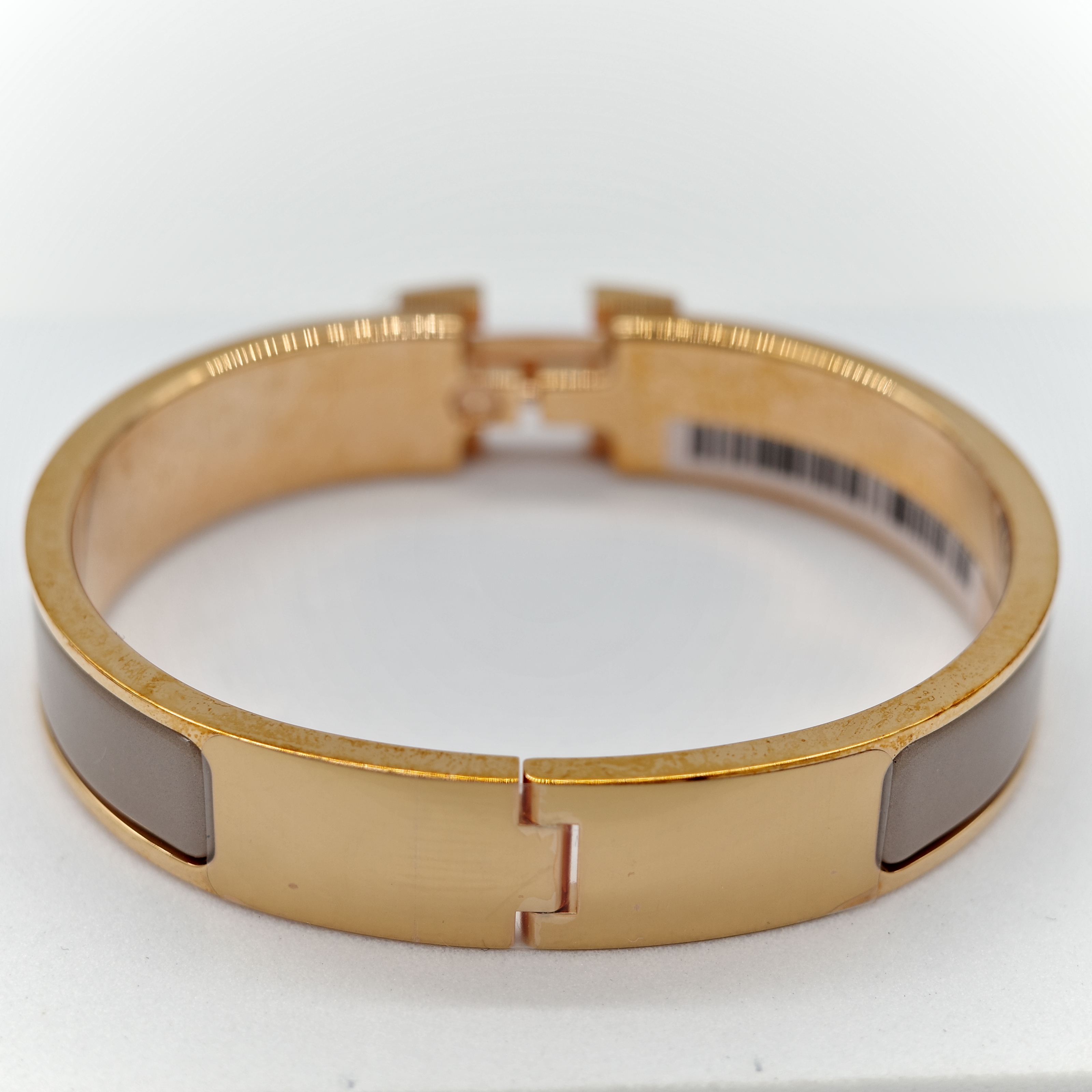 Hermès 愛馬仕 H 釦 奶茶色 琺瑯 手鐲-3