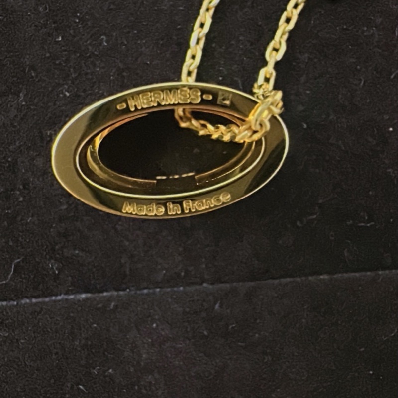 Hermes 愛馬仕 大H pop 項鏈/H項鏈/奶茶色金色/全新閒置美品-2