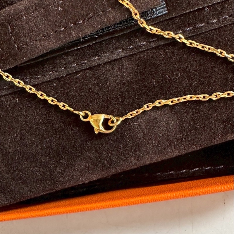 Hermes 愛馬仕 大H pop 項鏈/H項鏈/奶茶色金色/全新閒置美品-3