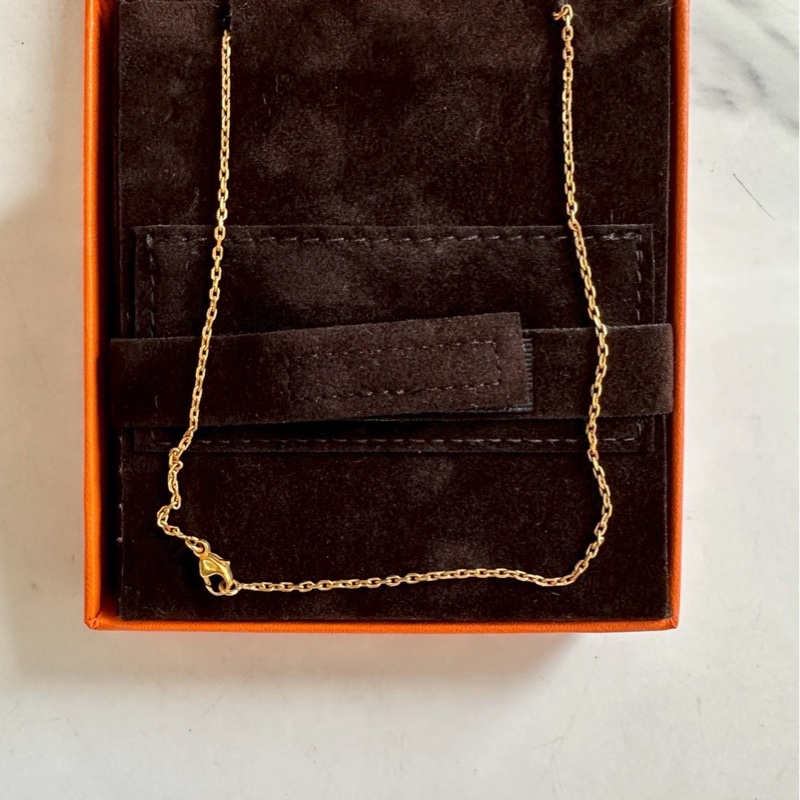 Hermes 愛馬仕 大H pop 項鏈/H項鏈/奶茶色金色/全新閒置美品-4