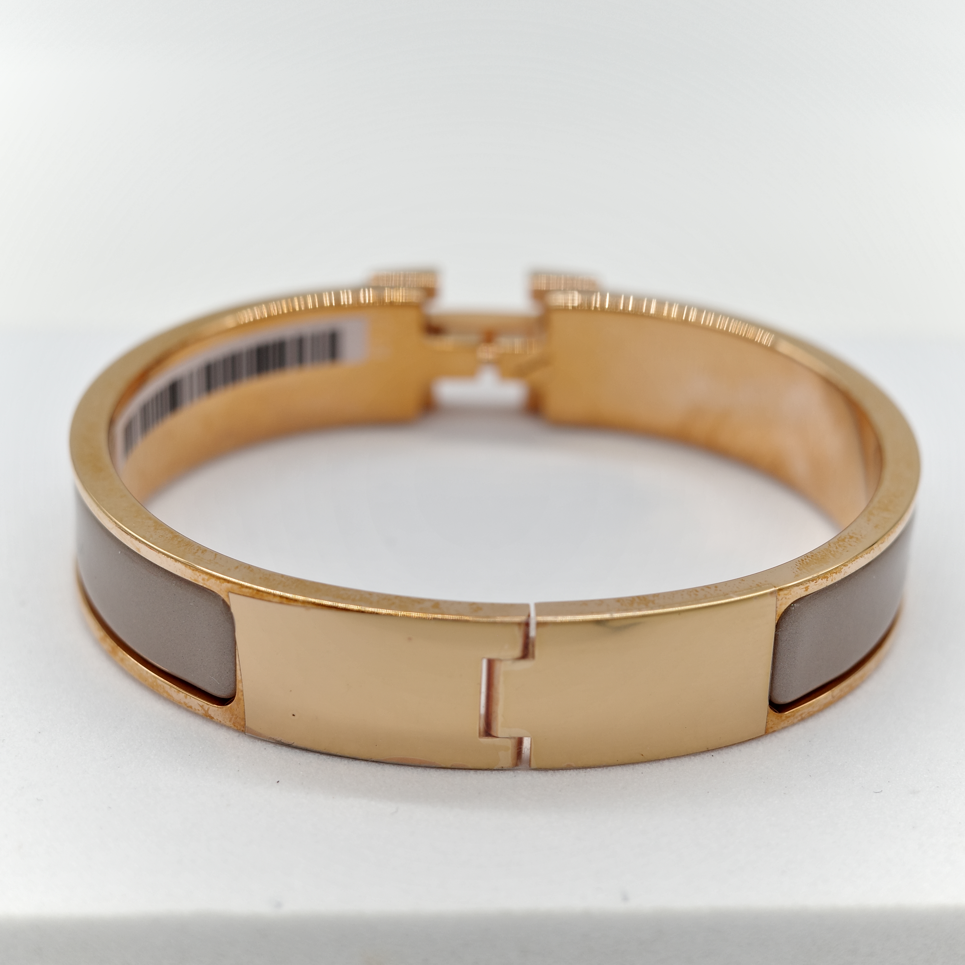 Hermès 愛馬仕 H 釦 奶茶色 琺瑯 手鐲-4