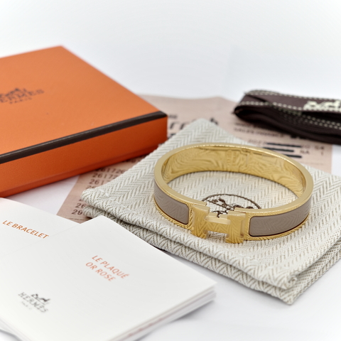 Hermès 愛馬仕 H釦 奶茶 琺瑯 手鐲