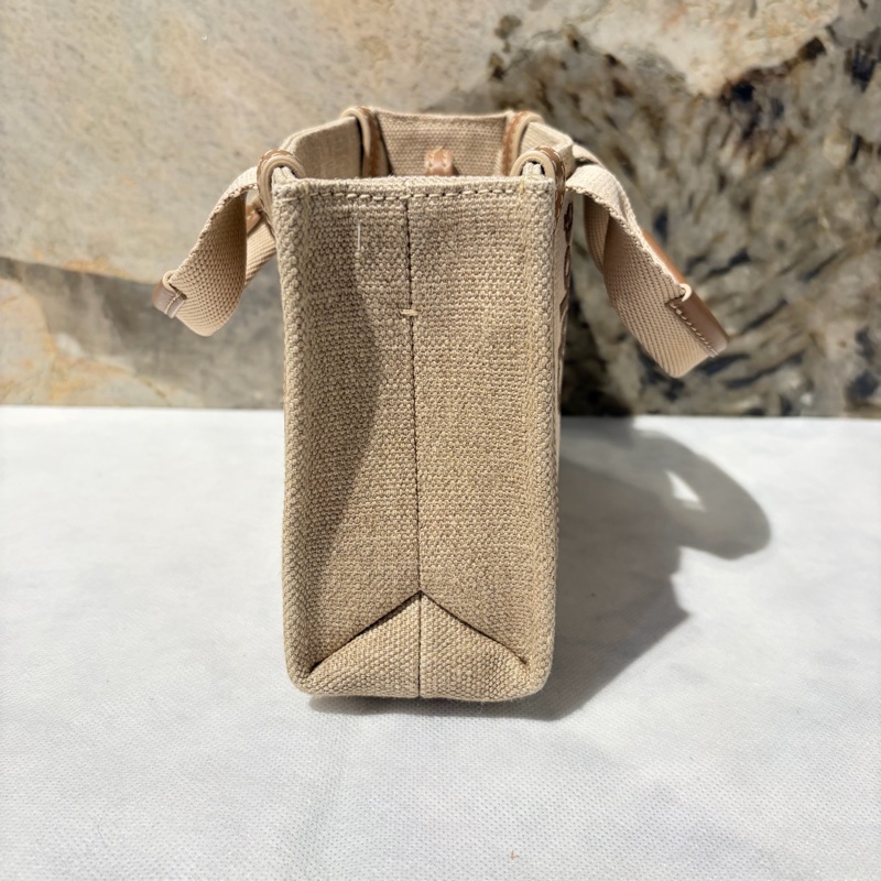 Chloe深奶茶帆布拼牛皮Woody側背包-4