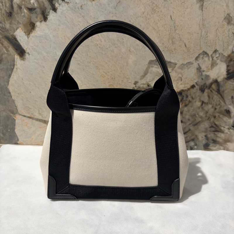 Balenciaga 黑邊白帆布托特包-2