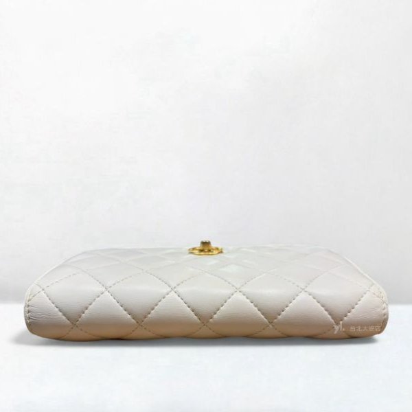 B6248-Chanel 白菱格羊皮霧金釦金球WOC/AP1450-6