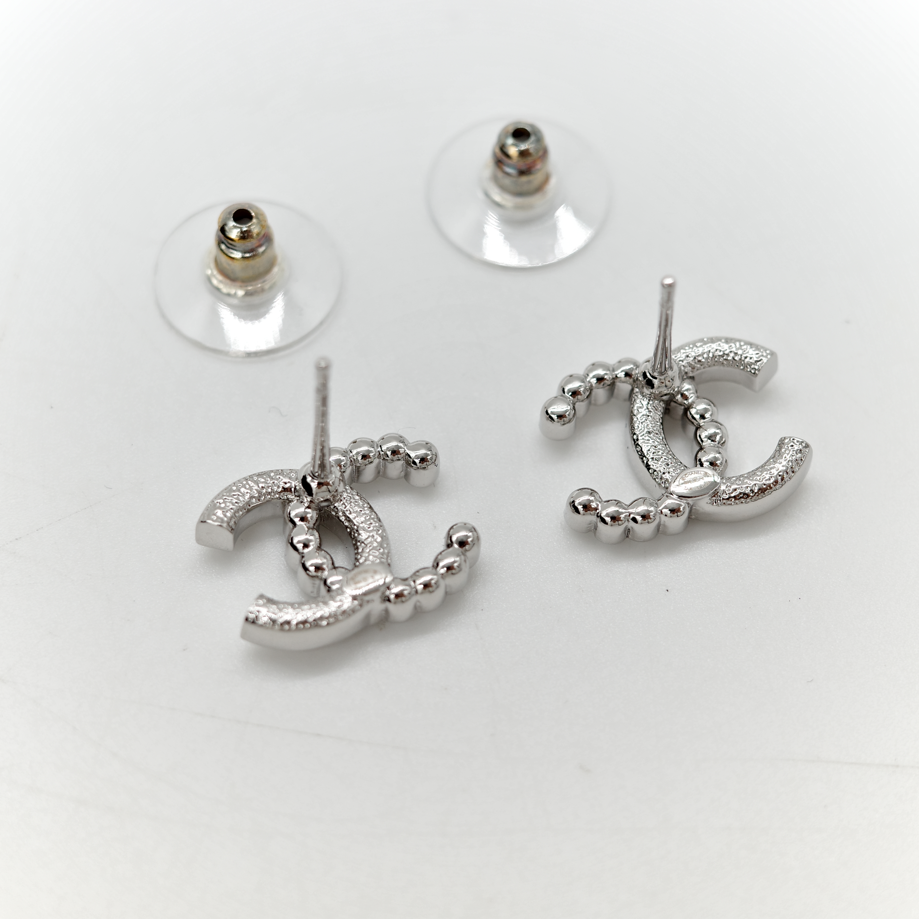 Chanel香奈兒 CC Logo 珍珠 鑽石 耳針 耳環-6