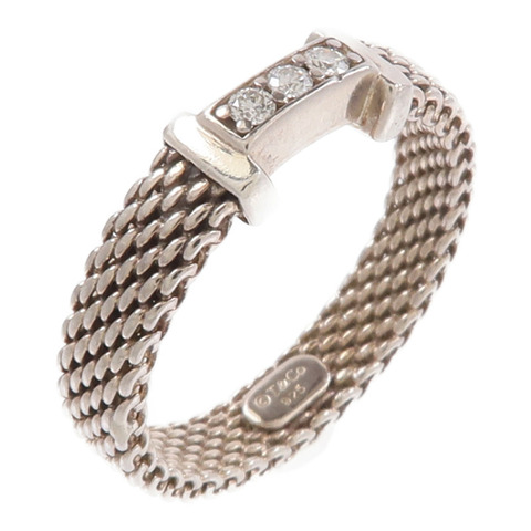 TIFFANY＆CO 925純銀Triple Diamond鑽石戒指