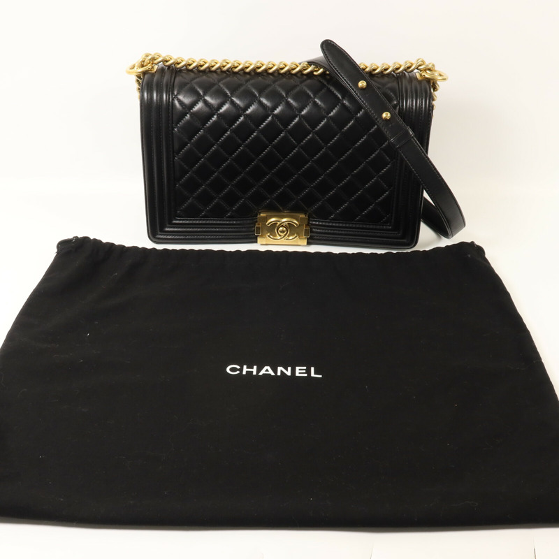 CHANEL 羊皮皮革Boy 28鏈帶肩背袋-9
