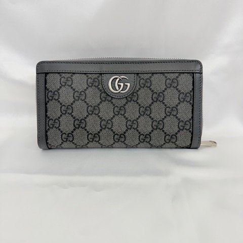 Gucci 男用灰PVC 霧銀釦12卡長夾