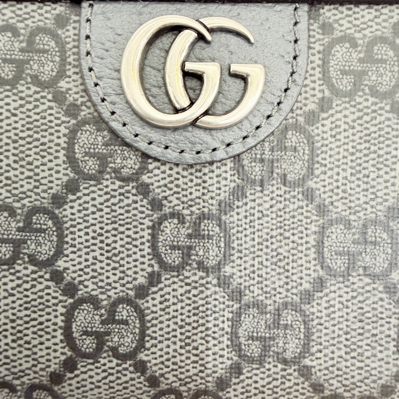 Gucci 男用灰PVC 霧銀釦12卡長夾-3