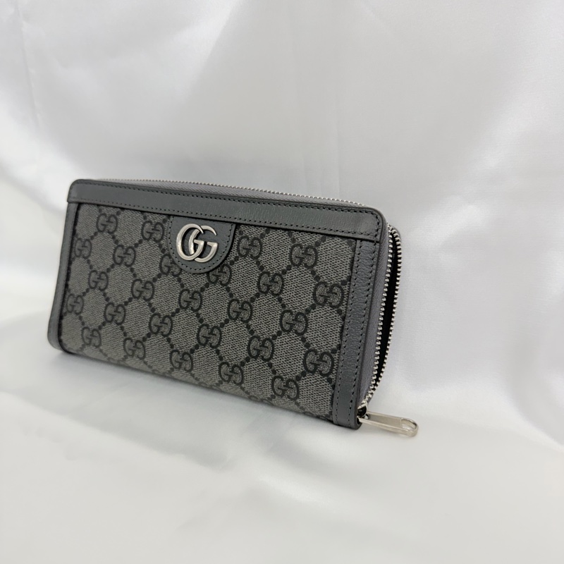 Gucci 男用灰PVC 霧銀釦12卡長夾-6