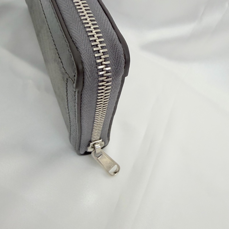 Gucci 男用灰PVC 霧銀釦12卡長夾-13