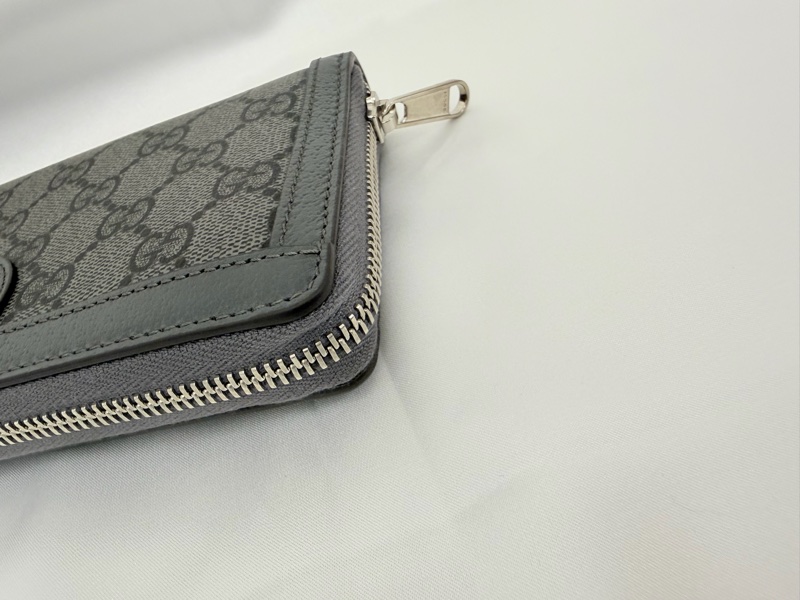 Gucci 男用灰PVC 霧銀釦12卡長夾-14