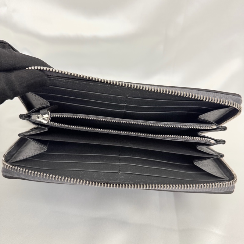 Gucci 男用灰PVC 霧銀釦12卡長夾-25