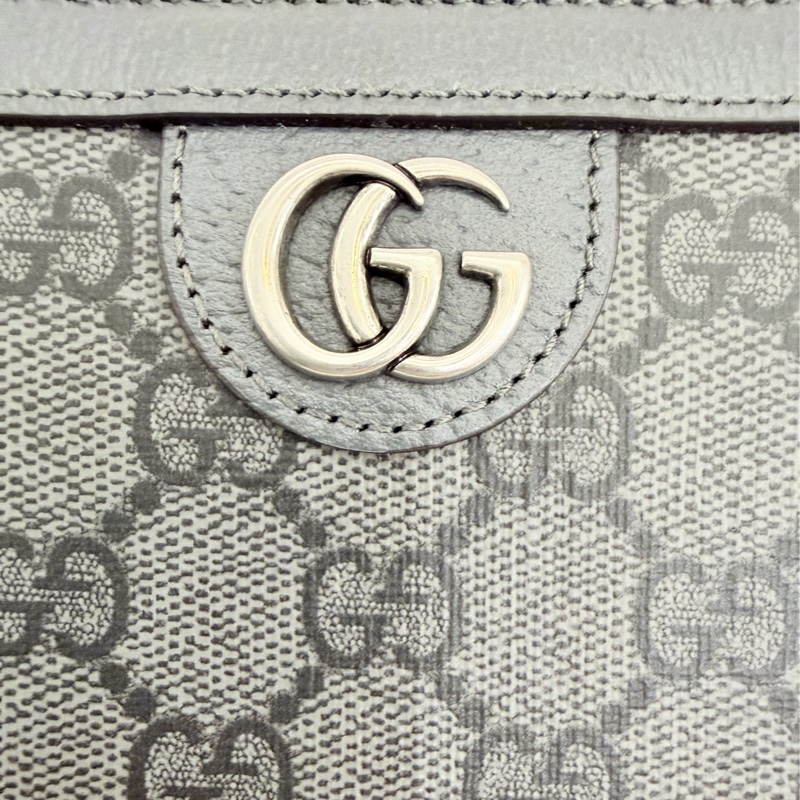 Gucci 男用灰PVC 霧銀釦12卡長夾-27