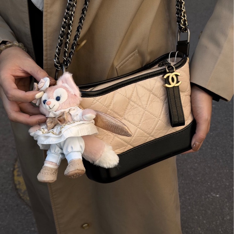 CHANEL香奈兒米色流浪包小號鏈條包🈶高雄漢神維修單🈶保卡-30