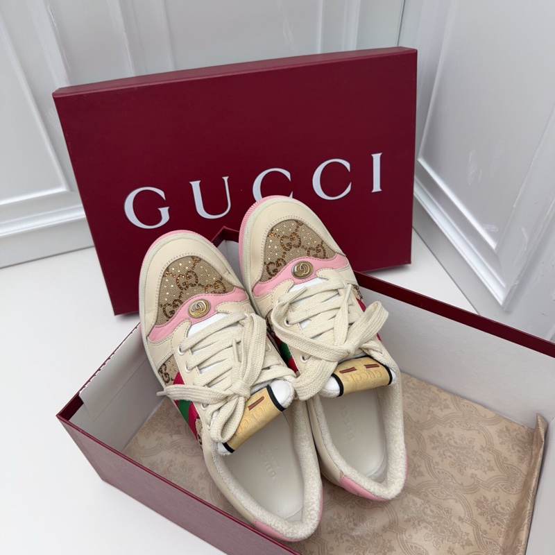 閒置古馳/Gucci 粉鑽做舊髒髒鞋,38碼-0