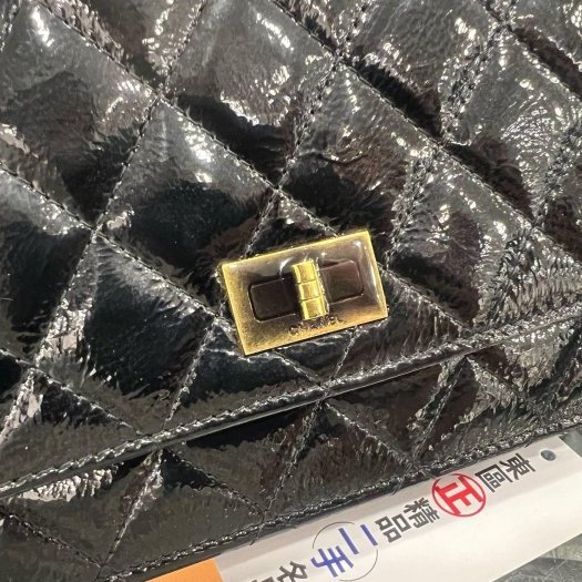東區正精品㊣CHANEL 2.55 WOC 香奈兒黑色漆皮金鍊方扣肩背包晚宴包斜背包 RZ6438-2