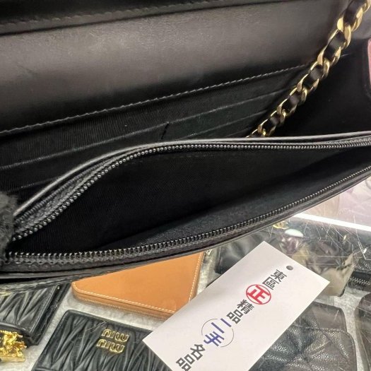 東區正精品㊣CHANEL 2.55 WOC 香奈兒黑色漆皮金鍊方扣肩背包晚宴包斜背包 RZ6438-13