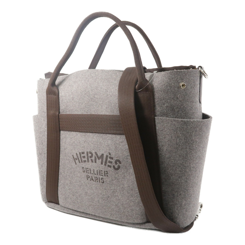 HERMES 帆布/羊毛Grooming bag肩背袋-2