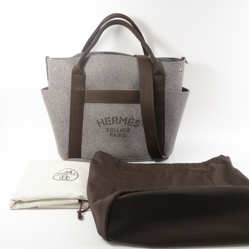 HERMES 帆布/羊毛Grooming bag肩背袋-12