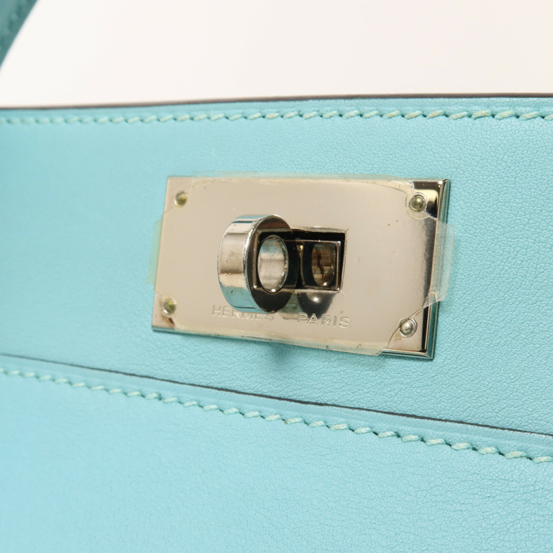 HERMES Swift皮革Tool Box 20手挽肩背兩用袋Bleu Atoll-9