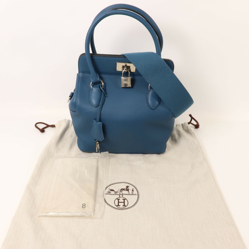 HERMES Swift皮革Tool Box 20手挽肩背兩用袋Bleu Thalassa-9