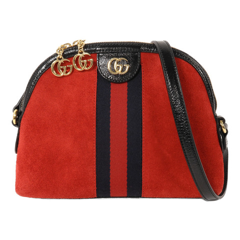 GUCCI 麂皮皮革/漆皮皮革Ophidia GG肩背袋