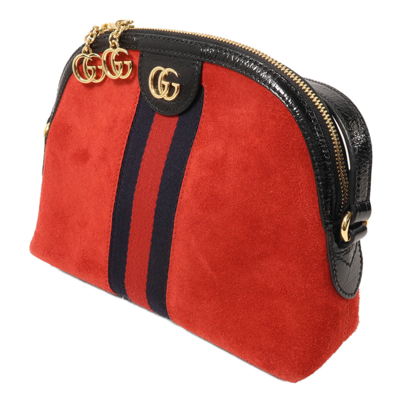 GUCCI 麂皮皮革/漆皮皮革Ophidia GG肩背袋-2