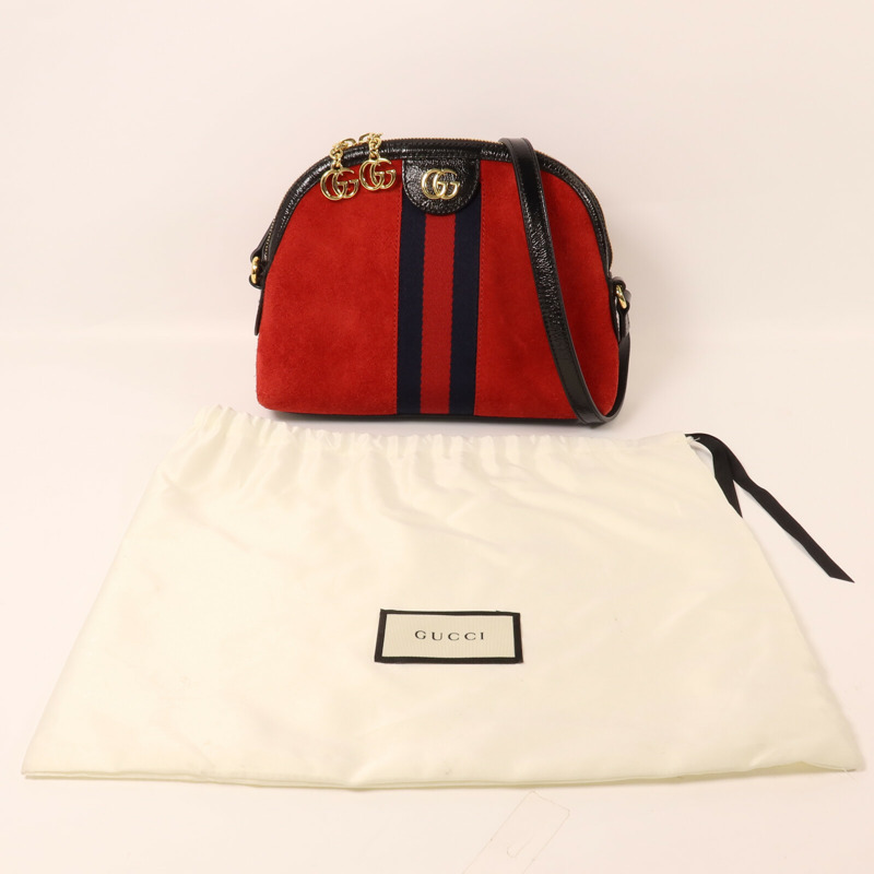 GUCCI 麂皮皮革/漆皮皮革Ophidia GG肩背袋-9