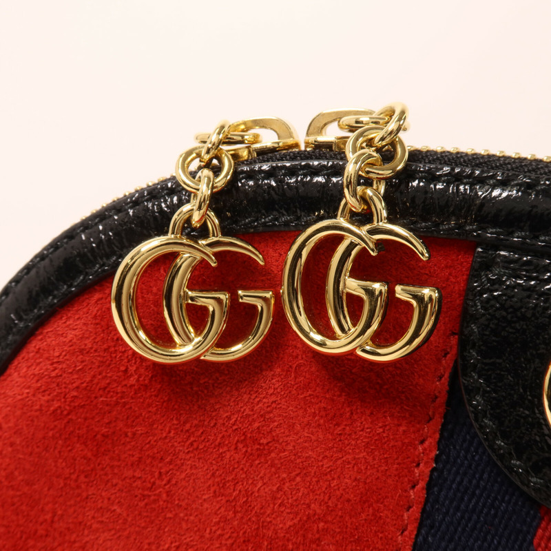 GUCCI 麂皮皮革/漆皮皮革Ophidia GG肩背袋-10