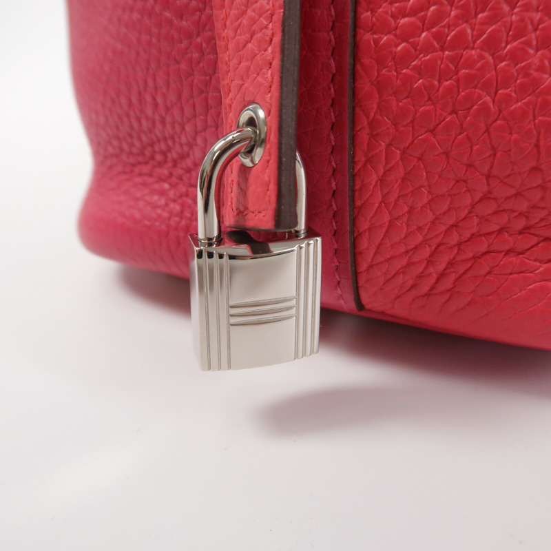 HERMES Clemence皮革Picotin PM手挽袋Rose Extreme-6